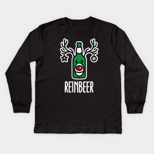 Reinbeer Reindeer Beer funny ugly Christmas pun Kids Long Sleeve T-Shirt